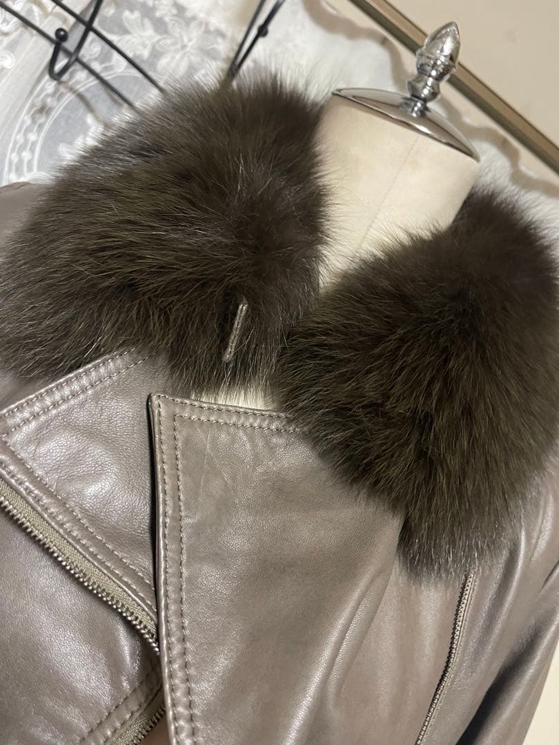 BALLSEY 羊革　フォックス　ノーカラ　ジャケット