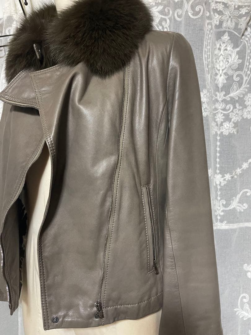 BALLSEY 羊革　フォックス　ノーカラ　ジャケット