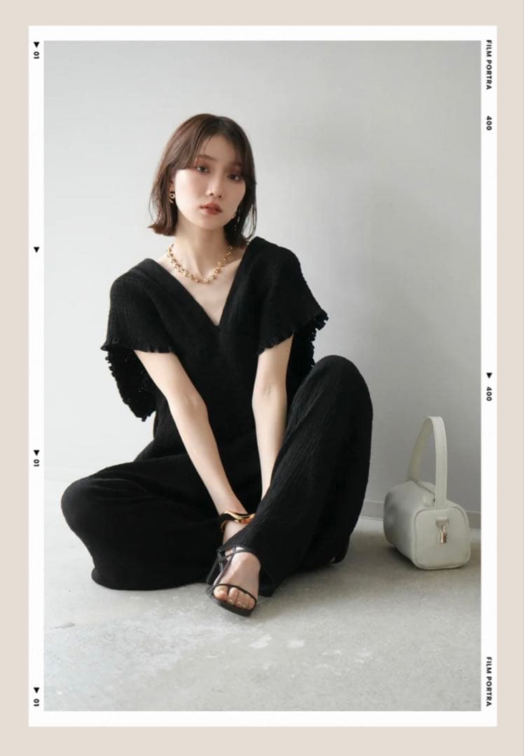 人気　楊柳シャーリング　サロペット　黒　茶　M2枚