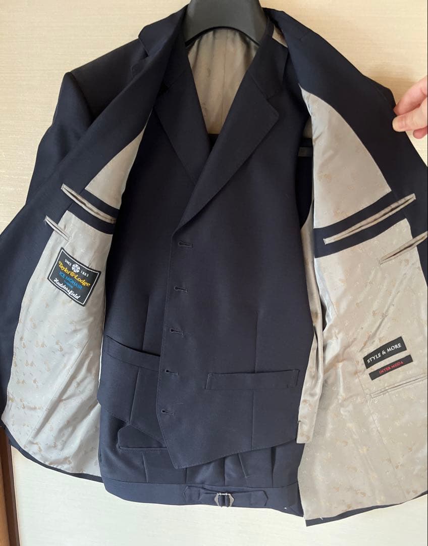 美品 英国製テーラーロッジ　3ピーススーツ　ウール&モヘヤ　光沢&高級感