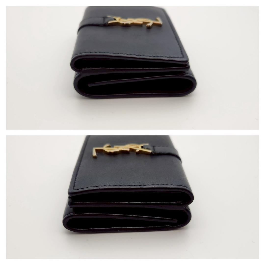極美品 サンローラン 三つ折財布 オリガミ タイニウォレット レザー ブラッ ク