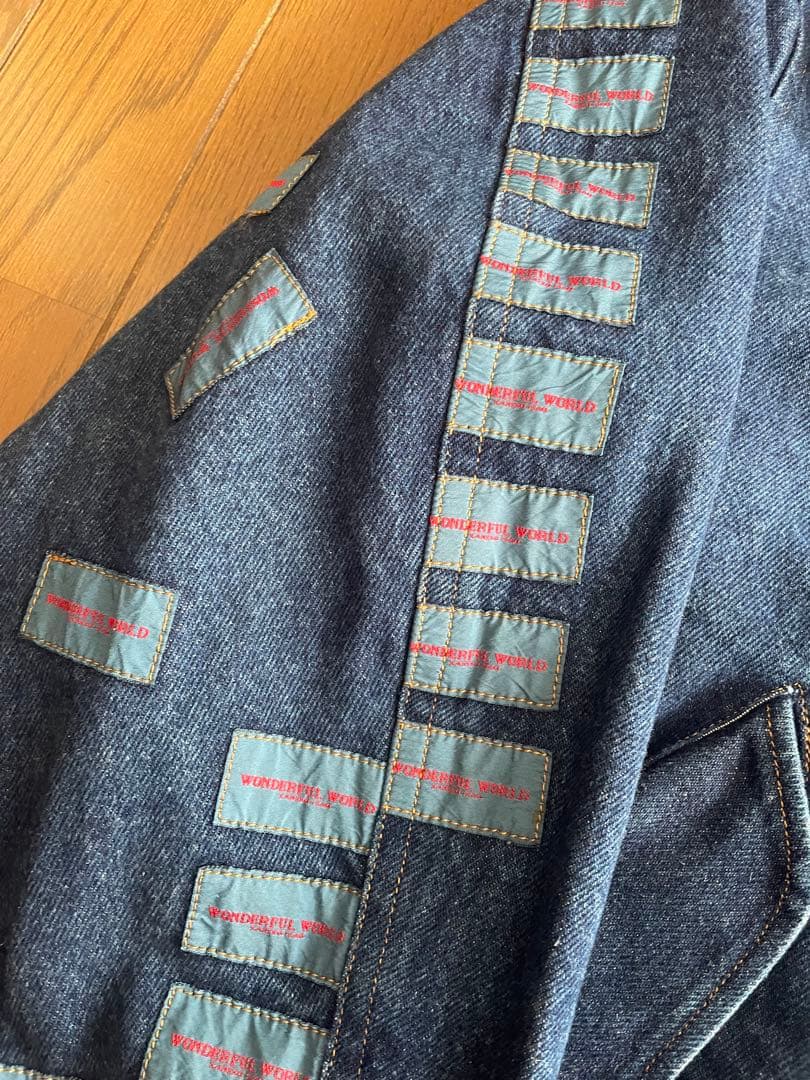 ワンダフルワールド　ギンガムうさぎ　デニムジャンパー