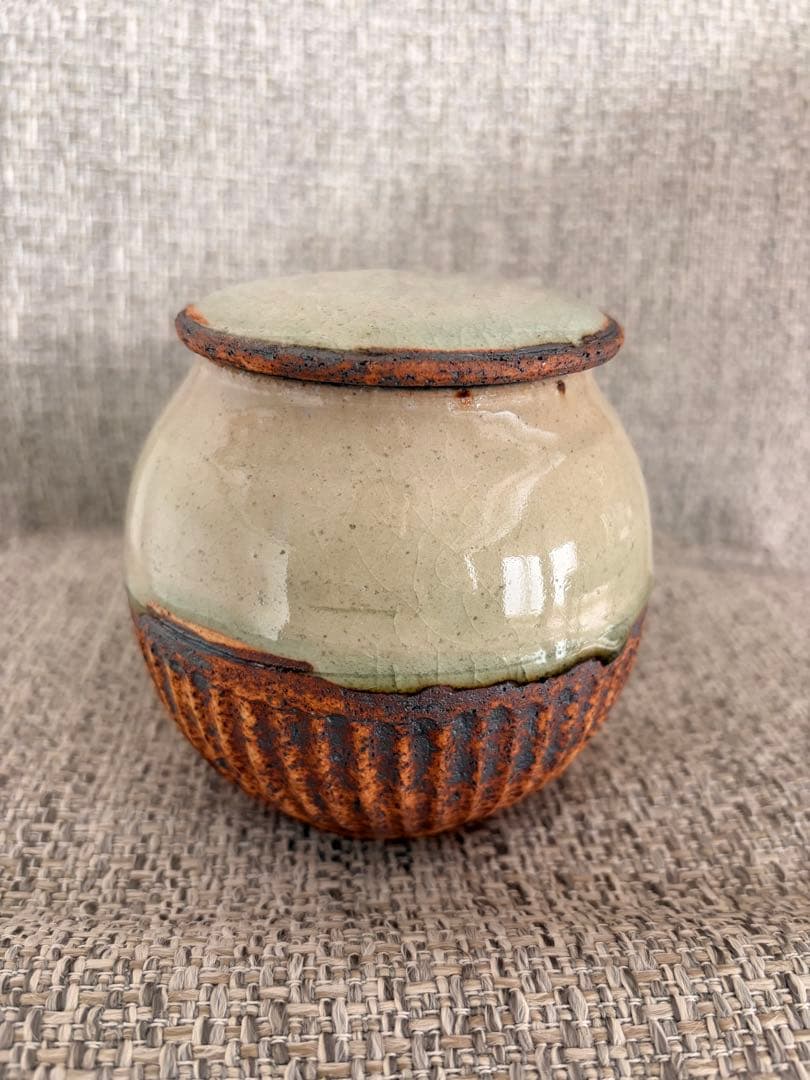 新品・未使用◆加藤祥孝さん　灰釉 しのぎ塩壺