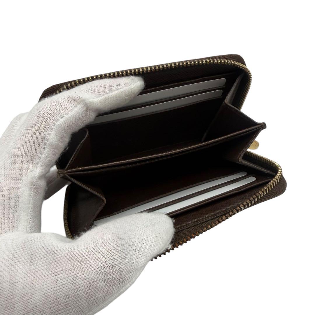 ルイヴィトン　パース　ラウンドファスナー　ダミエ　ブラウン　小銭入れ　茶色