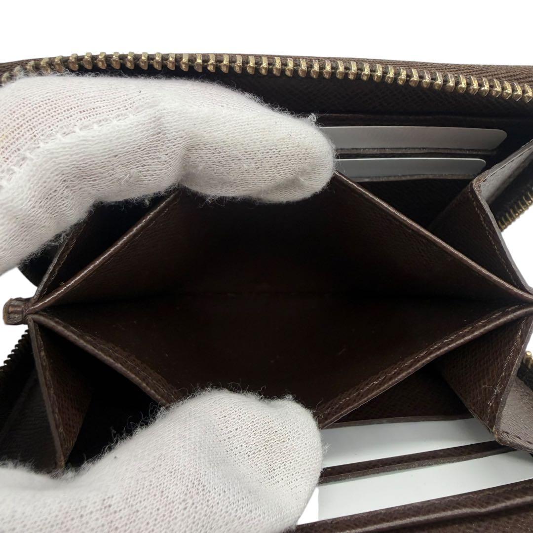 ルイヴィトン　パース　ラウンドファスナー　ダミエ　ブラウン　小銭入れ　茶色