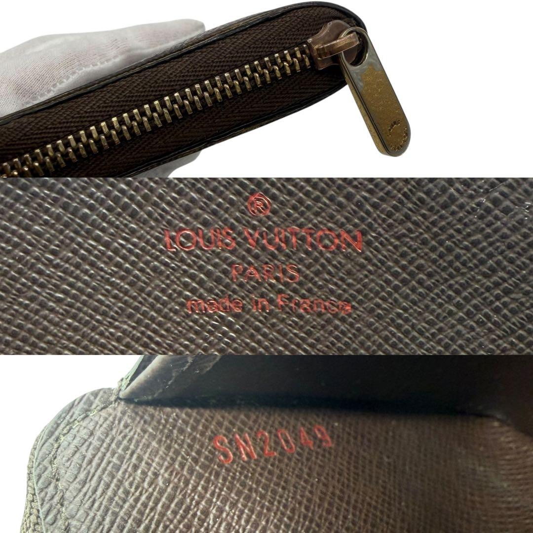 ルイヴィトン　パース　ラウンドファスナー　ダミエ　ブラウン　小銭入れ　茶色