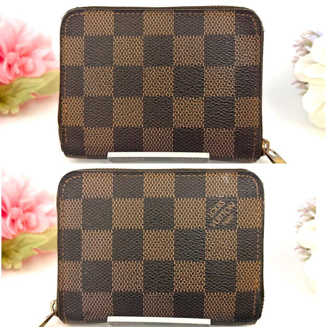 ルイヴィトン　パース　ラウンドファスナー　ダミエ　ブラウン　小銭入れ　茶色