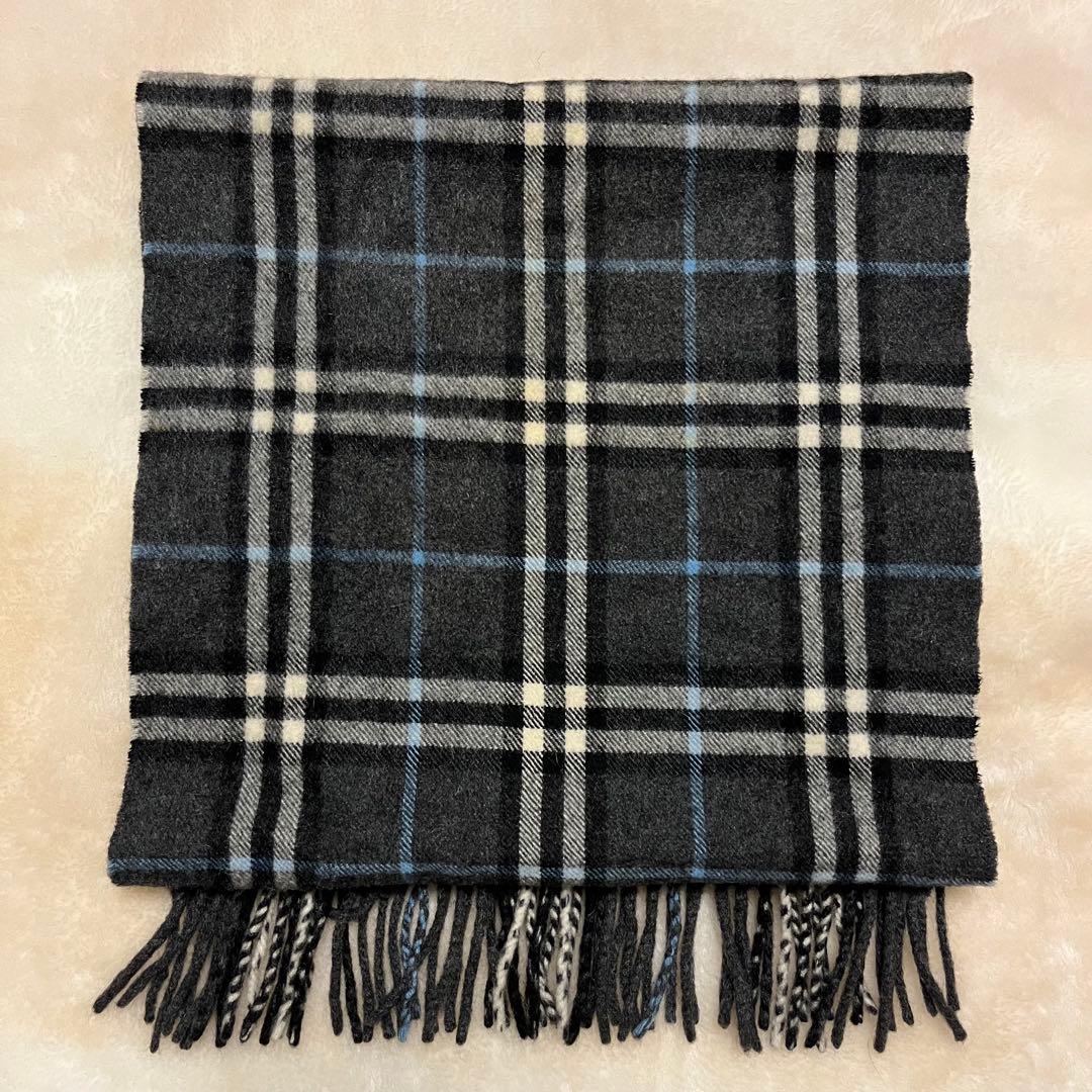 希少✨バーバリー　カシミヤ100% ノバチェック　 マフラー　ブラック　グレー