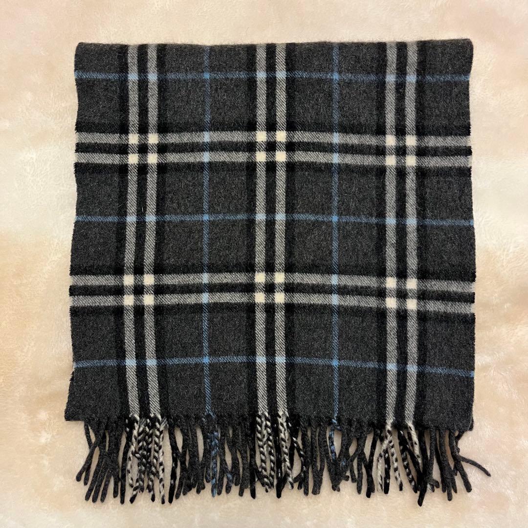 希少✨バーバリー　カシミヤ100% ノバチェック　 マフラー　ブラック　グレー