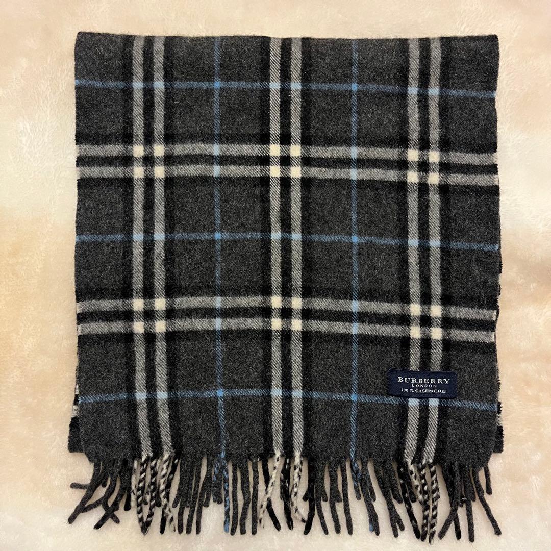 希少✨バーバリー　カシミヤ100% ノバチェック　 マフラー　ブラック　グレー