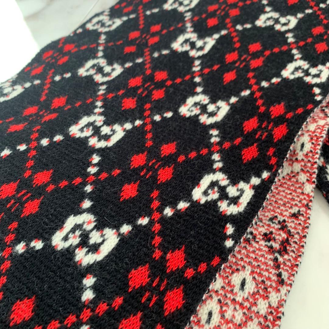 GUCCI ニット　マフラー 25x180cm 幾何学模様　グッチ