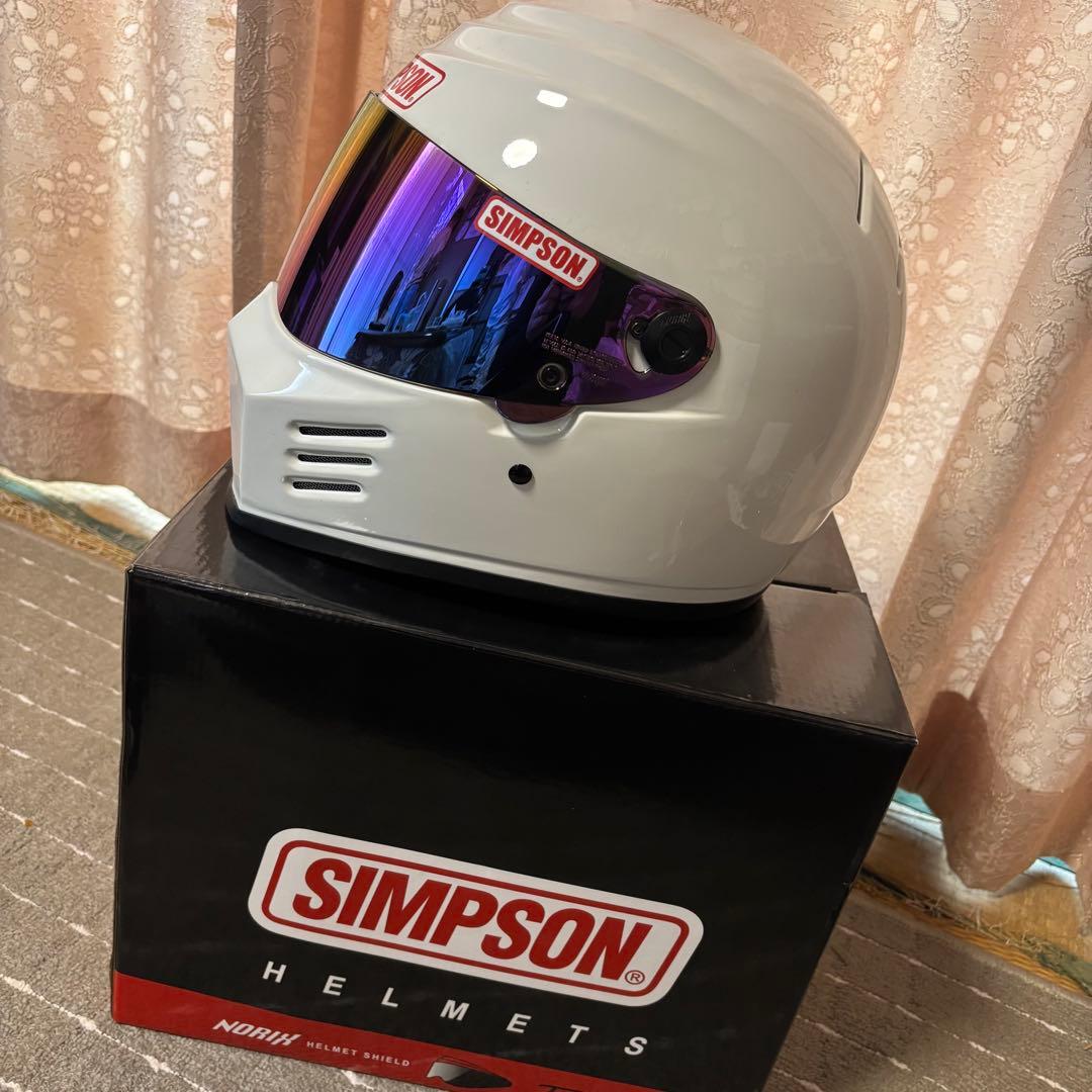 SIMSON OUTLAW 57㎝フルフェイスWHT【ミラーシールドつき】