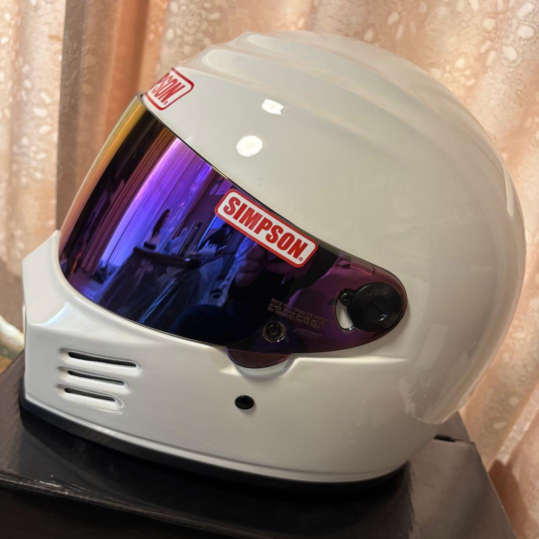 SIMSON OUTLAW 57㎝フルフェイスWHT【ミラーシールドつき】