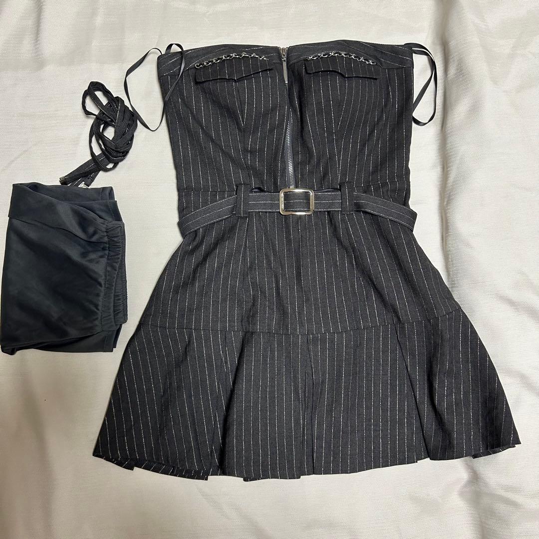 robe de fleurs ストライプタイトフィットミニドレス