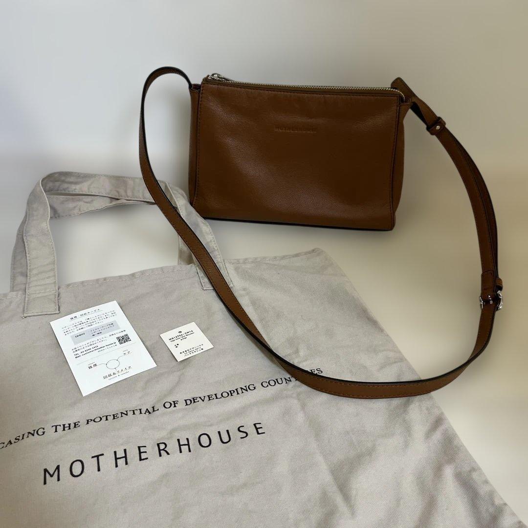 MOTHERHOUSE マザーハウス　キャメル　ショルダーバッグ　レザー　美品