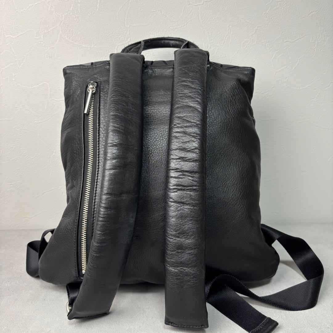 美品✨chi.wata リュック レザー 幾何学 本革 ブラック チワタ A4◎