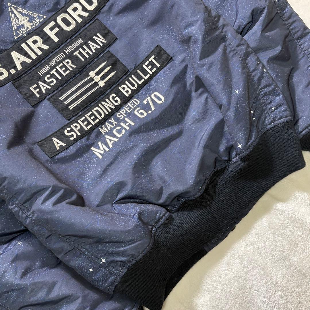 【L・極美品】AVIREX MA-1 X-15 フライトジャケット ネイビー