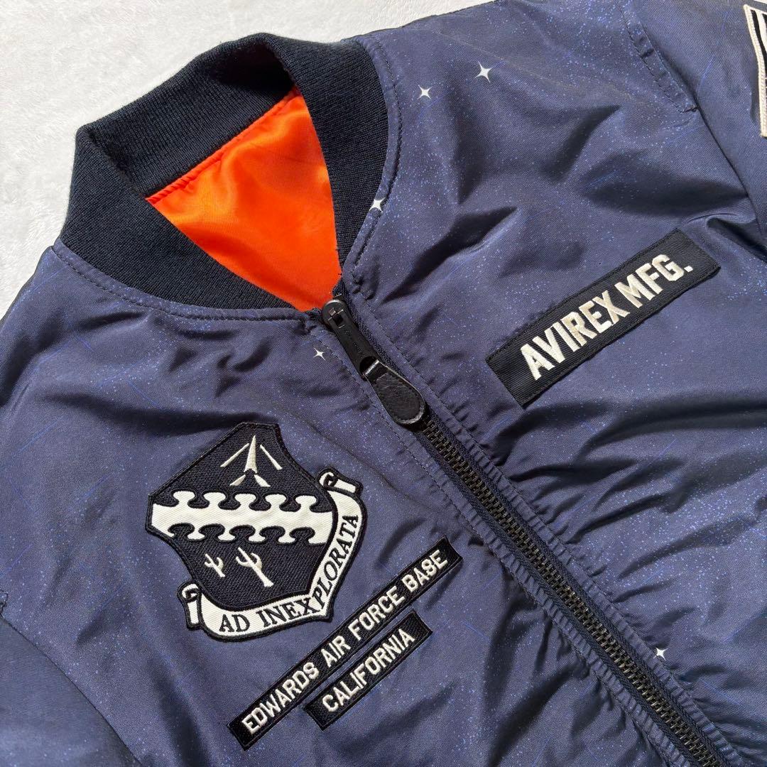 【L・極美品】AVIREX MA-1 X-15 フライトジャケット ネイビー