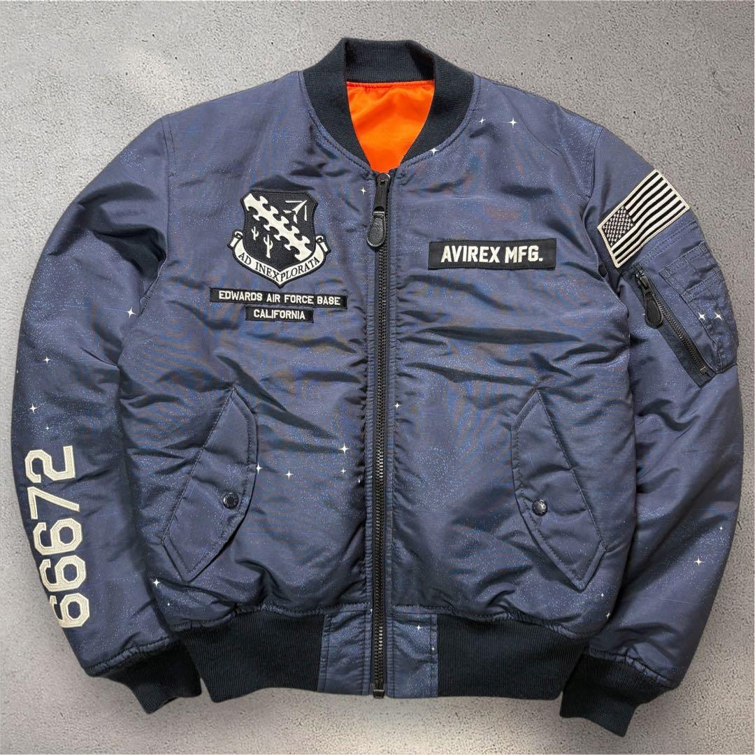【L・極美品】AVIREX MA-1 X-15 フライトジャケット ネイビー