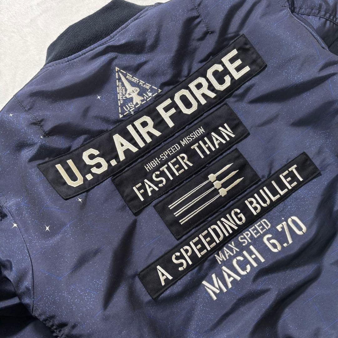 【L・極美品】AVIREX MA-1 X-15 フライトジャケット ネイビー