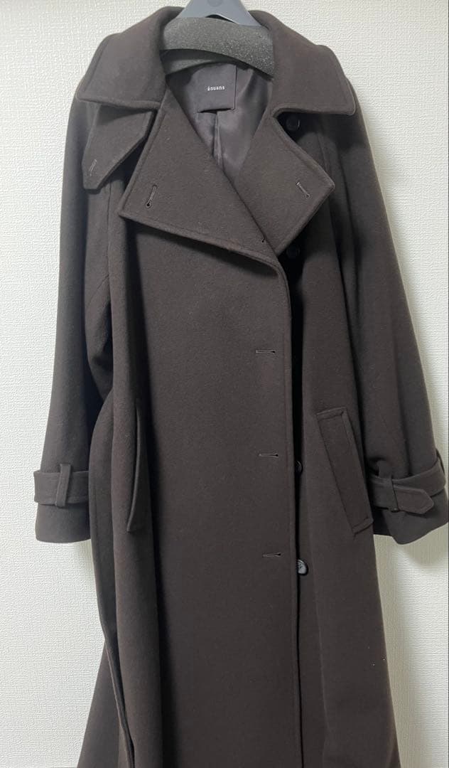 anuans ウールトレンチコート　darkbrown