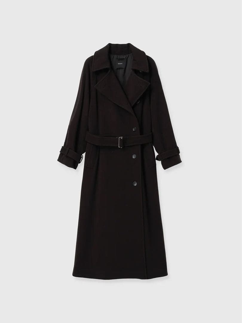 anuans ウールトレンチコート　darkbrown