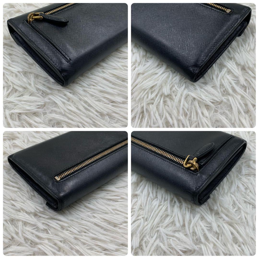 【✨極美品✨】プラダ 長財布 レター サフィアーノレザー ブラック
