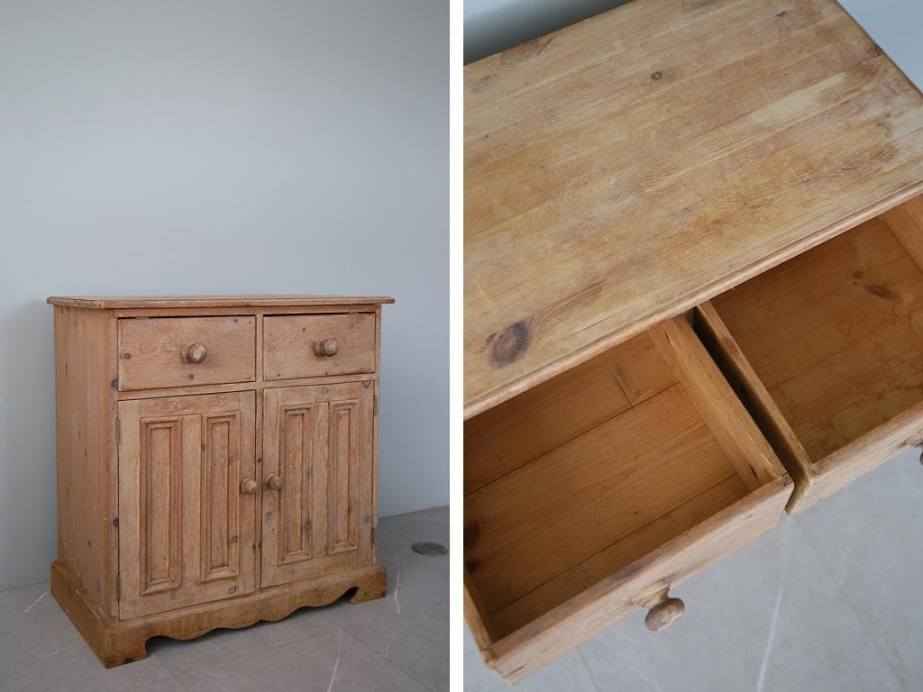 英国アンティーク木製カップボード/サイドボード/キャビネット/チェスト(89-5