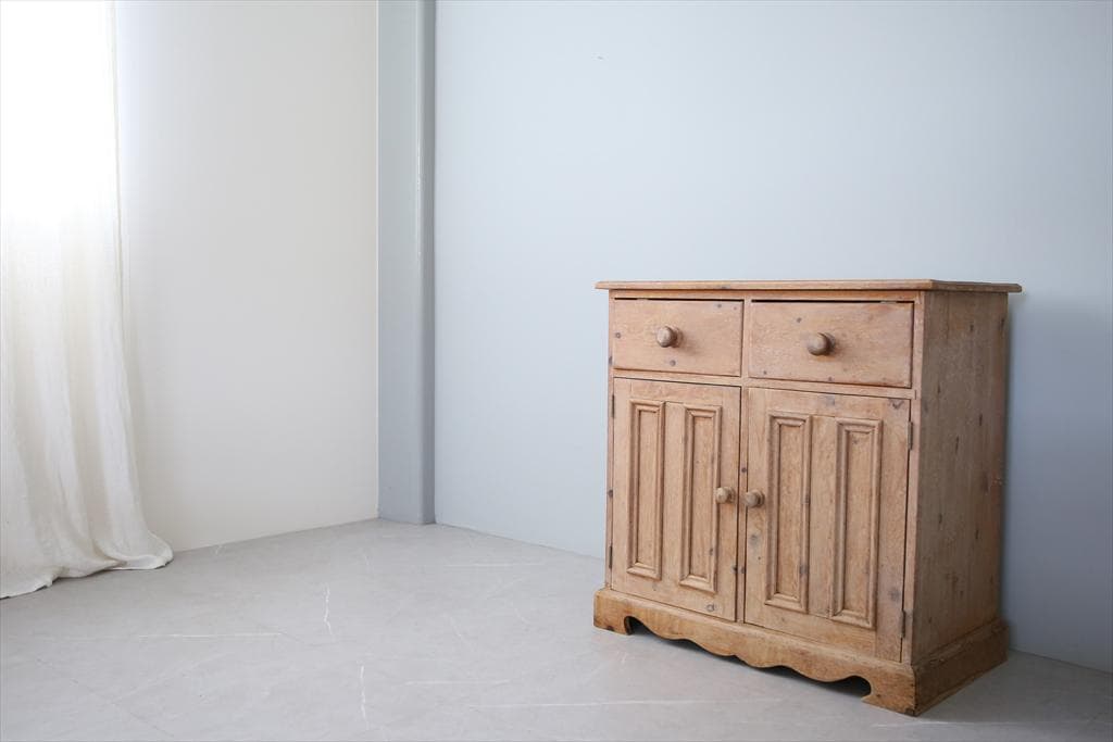 英国アンティーク木製カップボード/サイドボード/キャビネット/チェスト(89-5