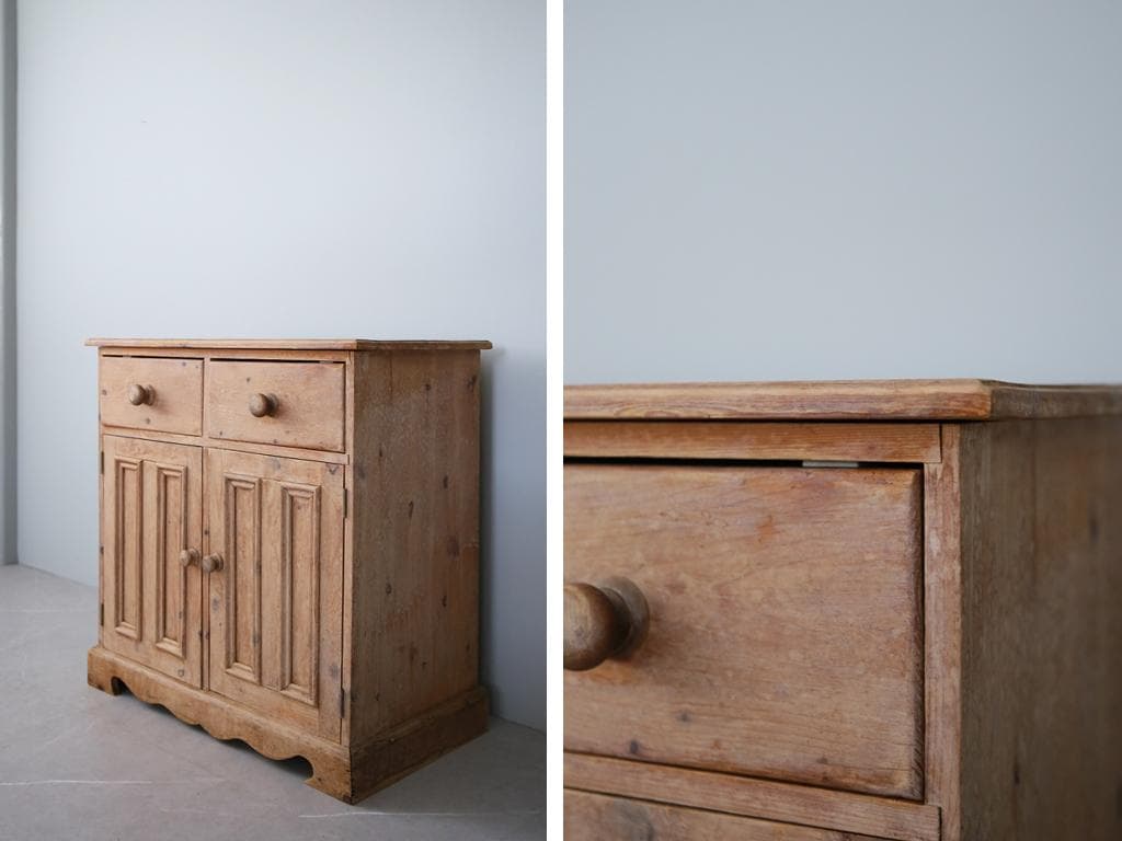 英国アンティーク木製カップボード/サイドボード/キャビネット/チェスト(89-5