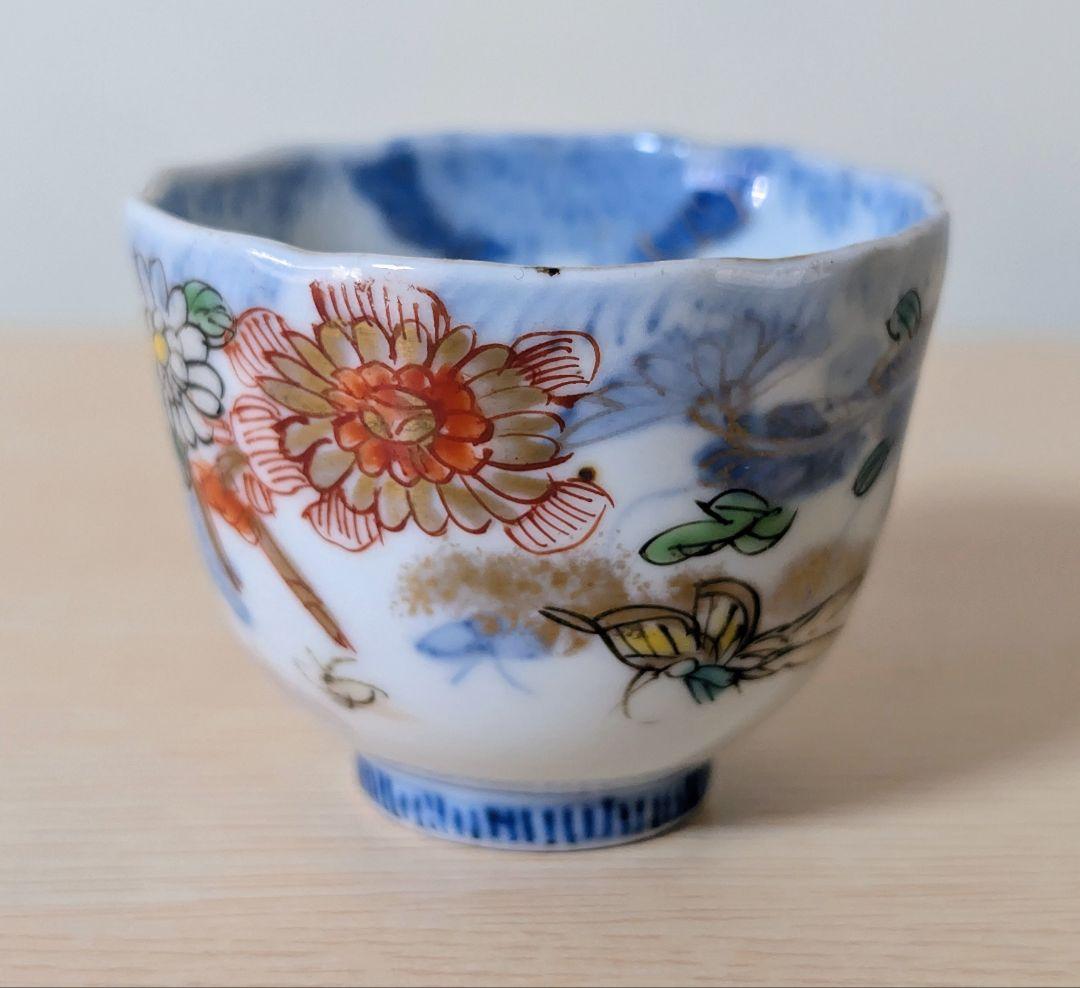 江戸中期 色絵古伊万里 金襴手 花蝶 青花 染付 金彩