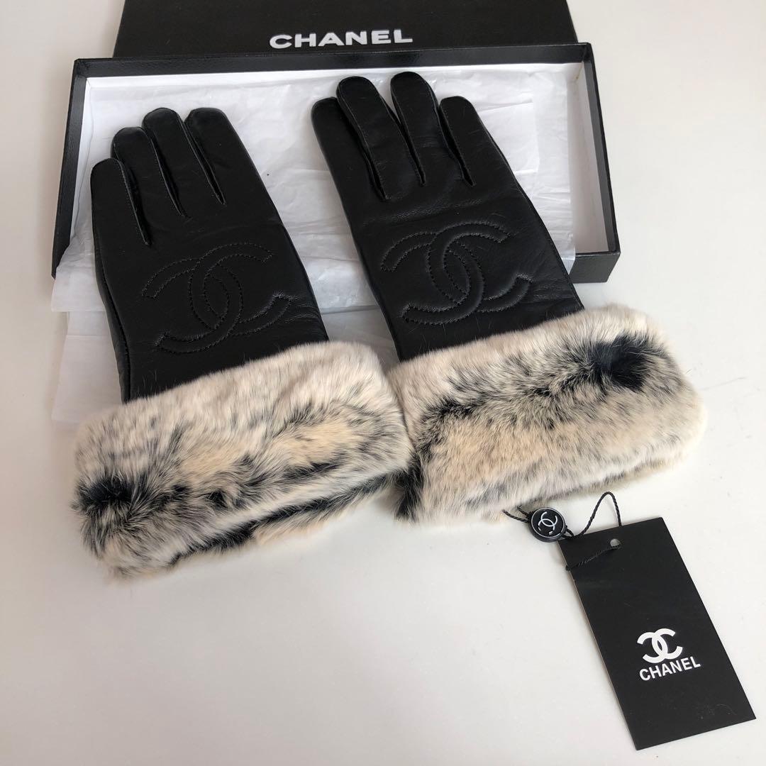 未使用　CHANEL レザー ファー 手袋 Lサイズ　ノベルティ