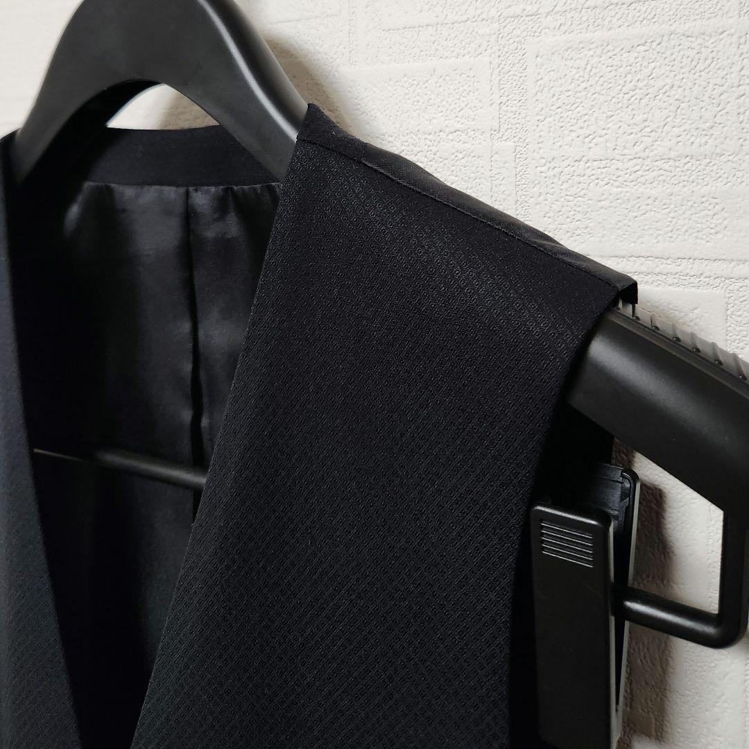 テットオム　メンズ　スーツ　スリーピース　紺　シャドーチェック　ストレッチ　細身