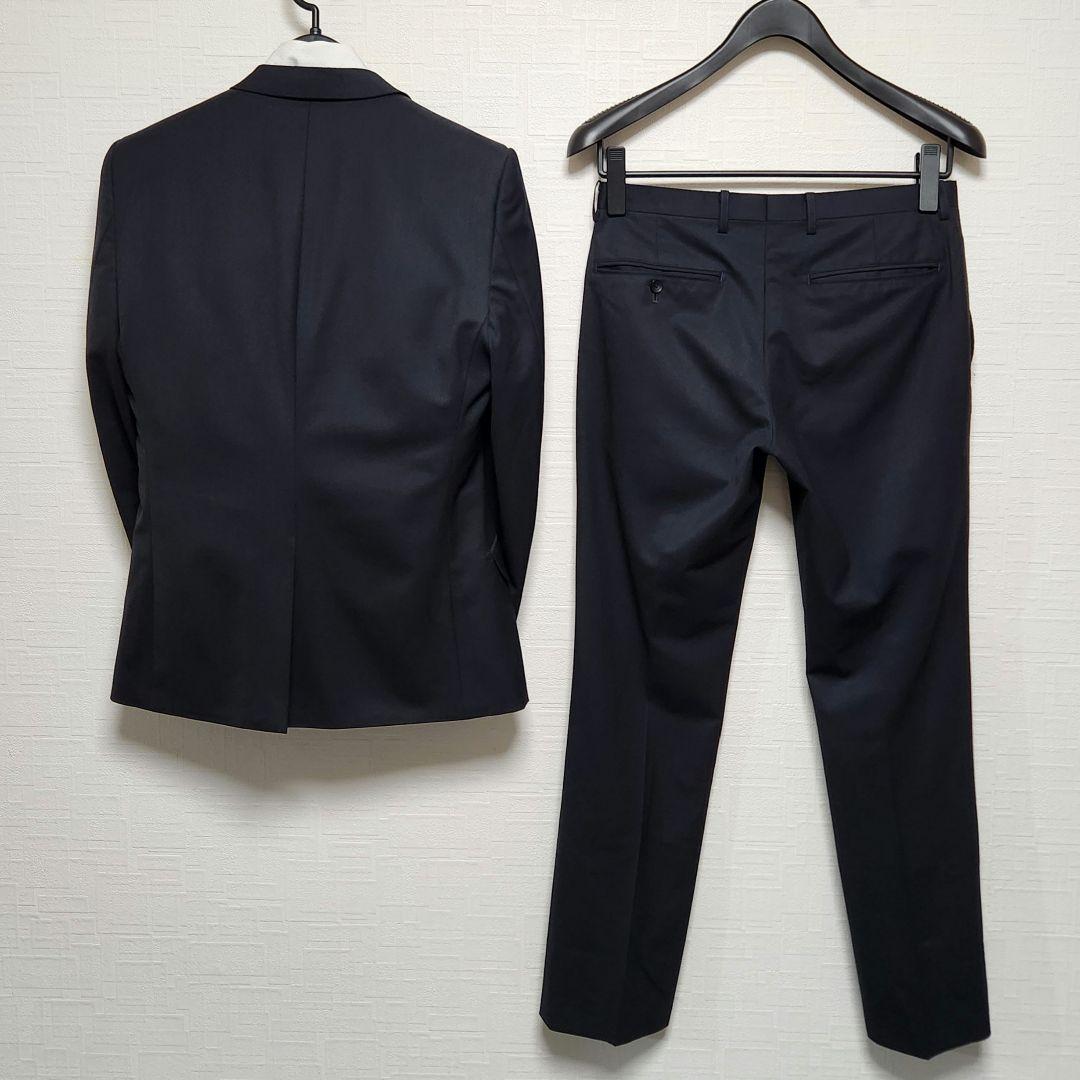 テットオム　メンズ　スーツ　スリーピース　紺　シャドーチェック　ストレッチ　細身