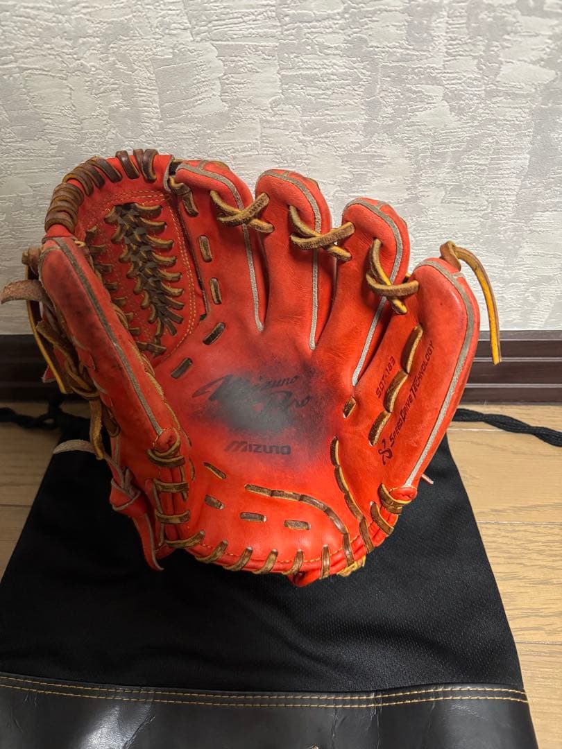 MizunoPro 硬式内野用グローブ　オレンジ　収納袋付き