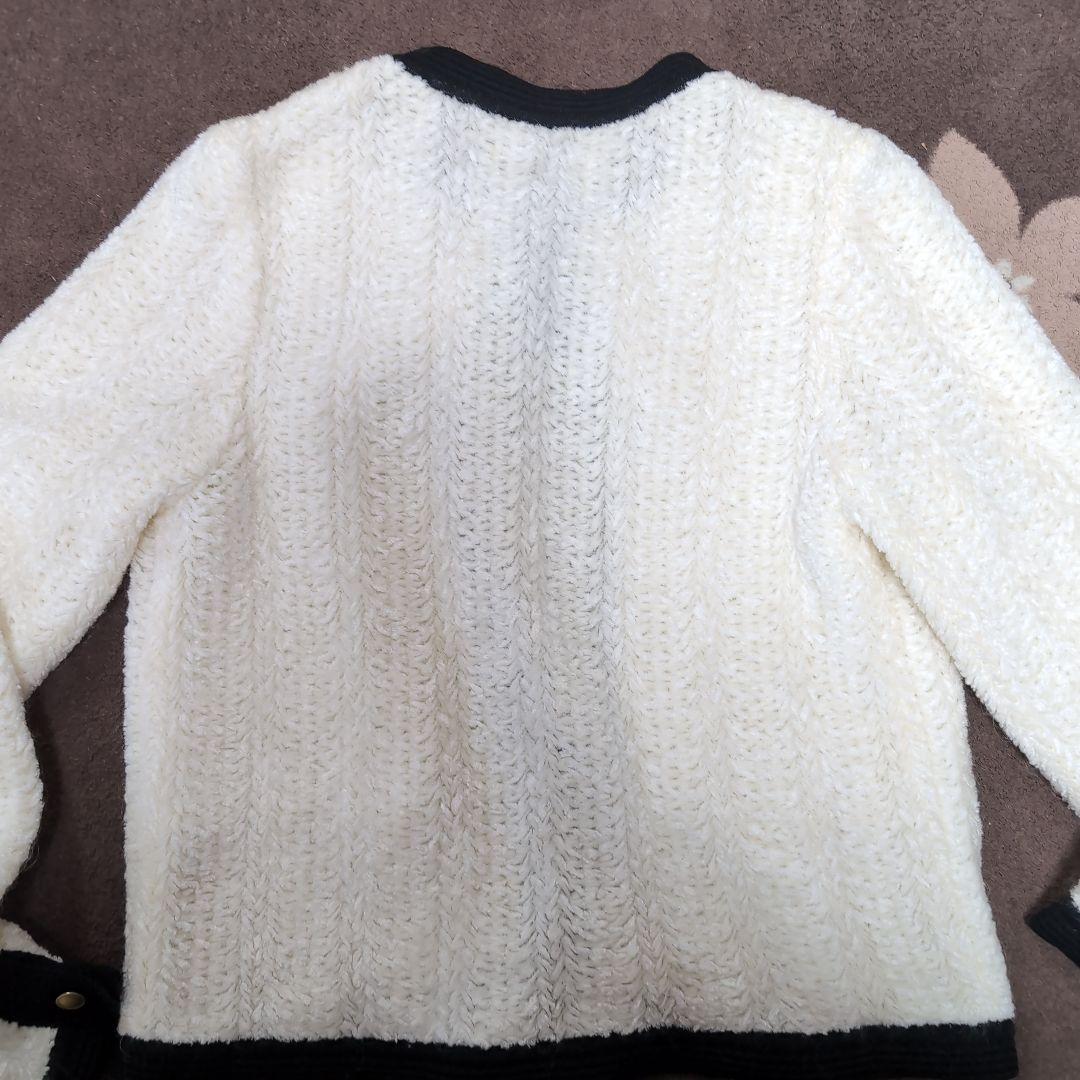 ANAYI ノーカラージャケット ホワイト/ブラック