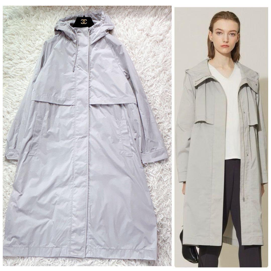 新品タグ付近年✨ICB 撥水加工メモリーストレッチタフタ フーデットコート 24