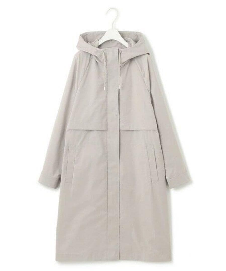 新品タグ付近年✨ICB 撥水加工メモリーストレッチタフタ フーデットコート 24