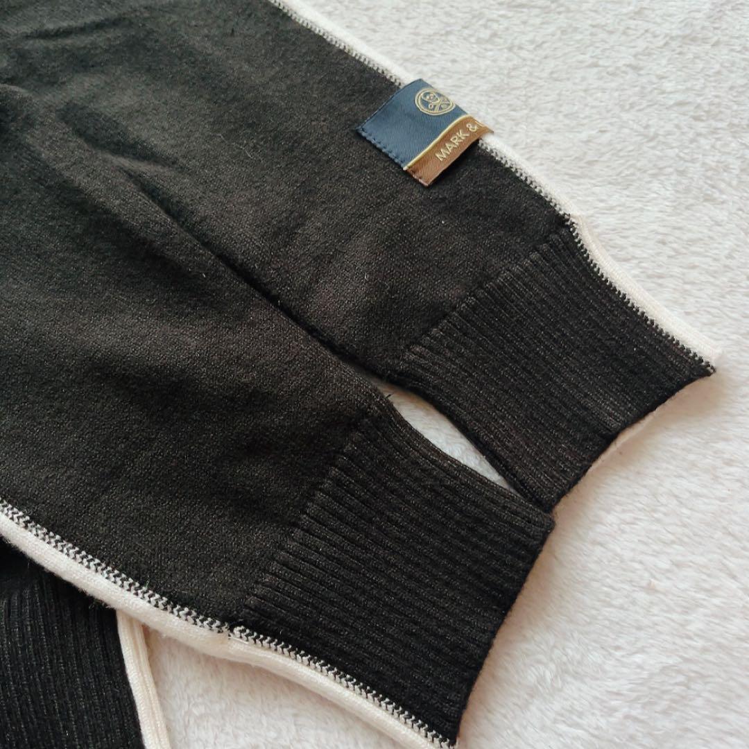 極美品　近年　マークアンドロナ　ニット　裏地付　防風　スニード　バイカラー