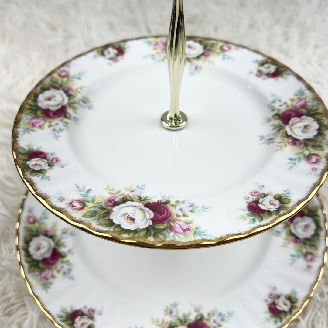 【廃盤】ロイヤルアルバート 3段ケーキスタンド 金彩 薔薇柄