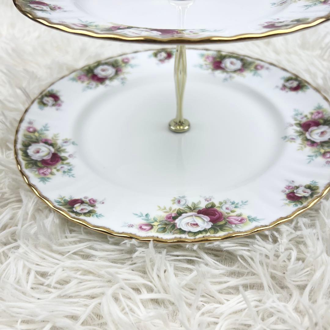 【廃盤】ロイヤルアルバート 3段ケーキスタンド 金彩 薔薇柄