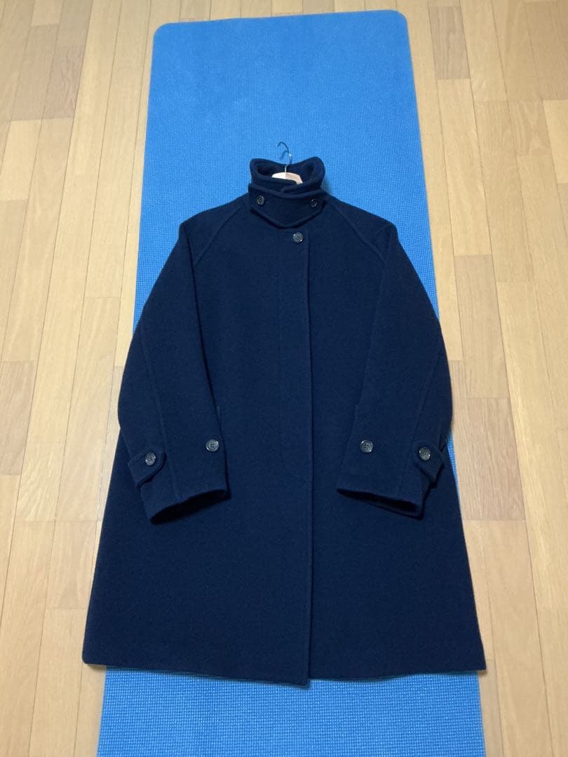 フレームワーク　ラムウールMIXシャルムバルカラーコート 紺38