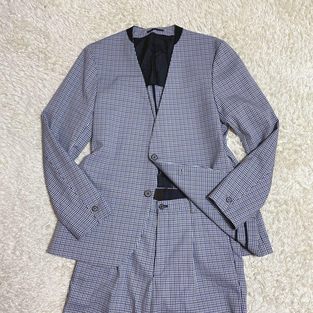 UNITED TOKYO ストレッチチェックノーカラージャケットセットアップ