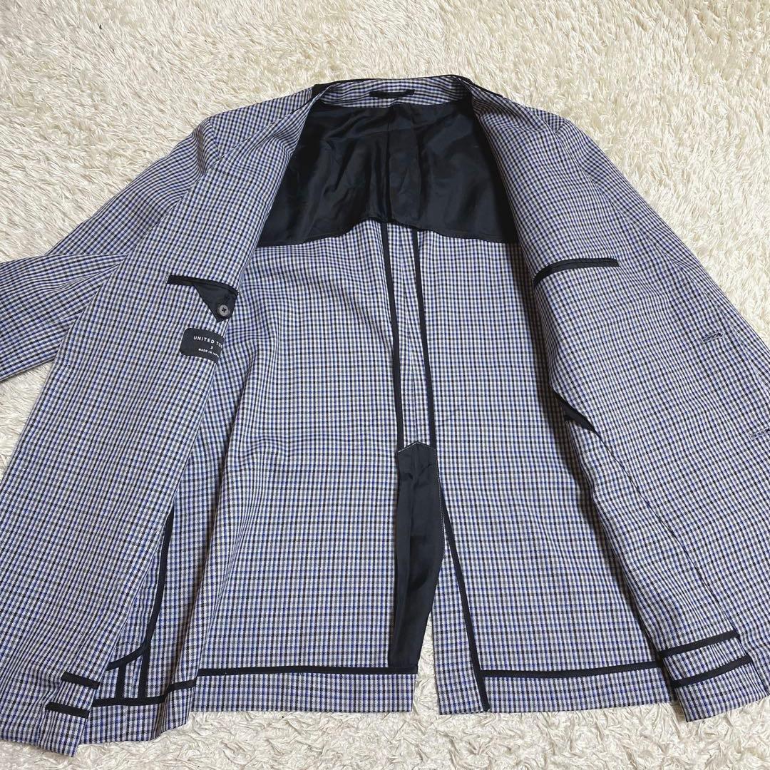 UNITED TOKYO ストレッチチェックノーカラージャケットセットアップ
