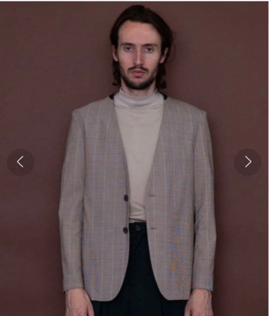 UNITED TOKYO ストレッチチェックノーカラージャケットセットアップ