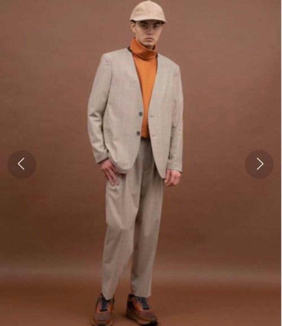 UNITED TOKYO ストレッチチェックノーカラージャケットセットアップ