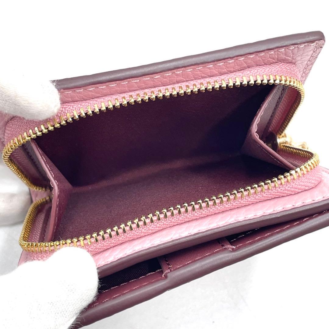 未使用級● コーチ 折り財布 二つ折り スナップウォレット ピンク レザー