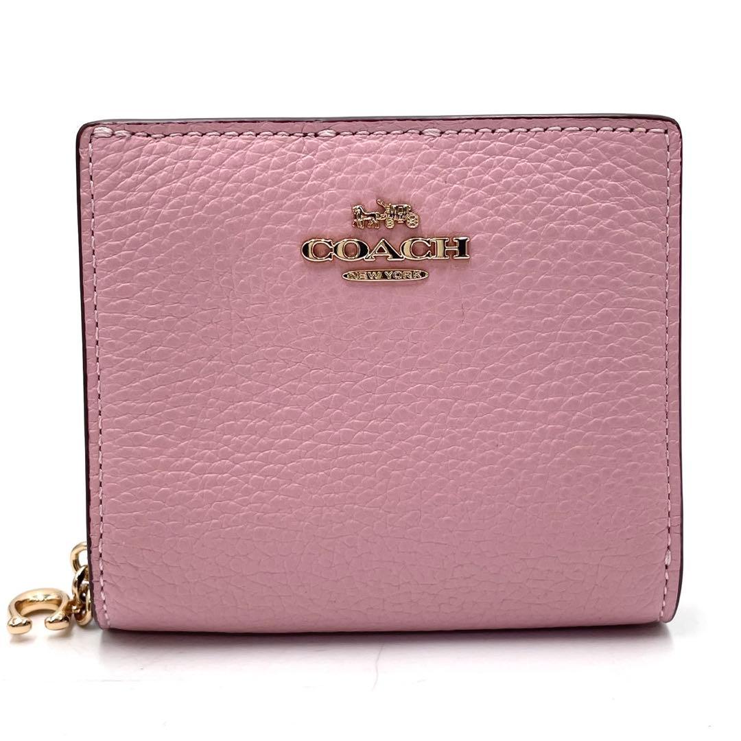 未使用級● コーチ 折り財布 二つ折り スナップウォレット ピンク レザー