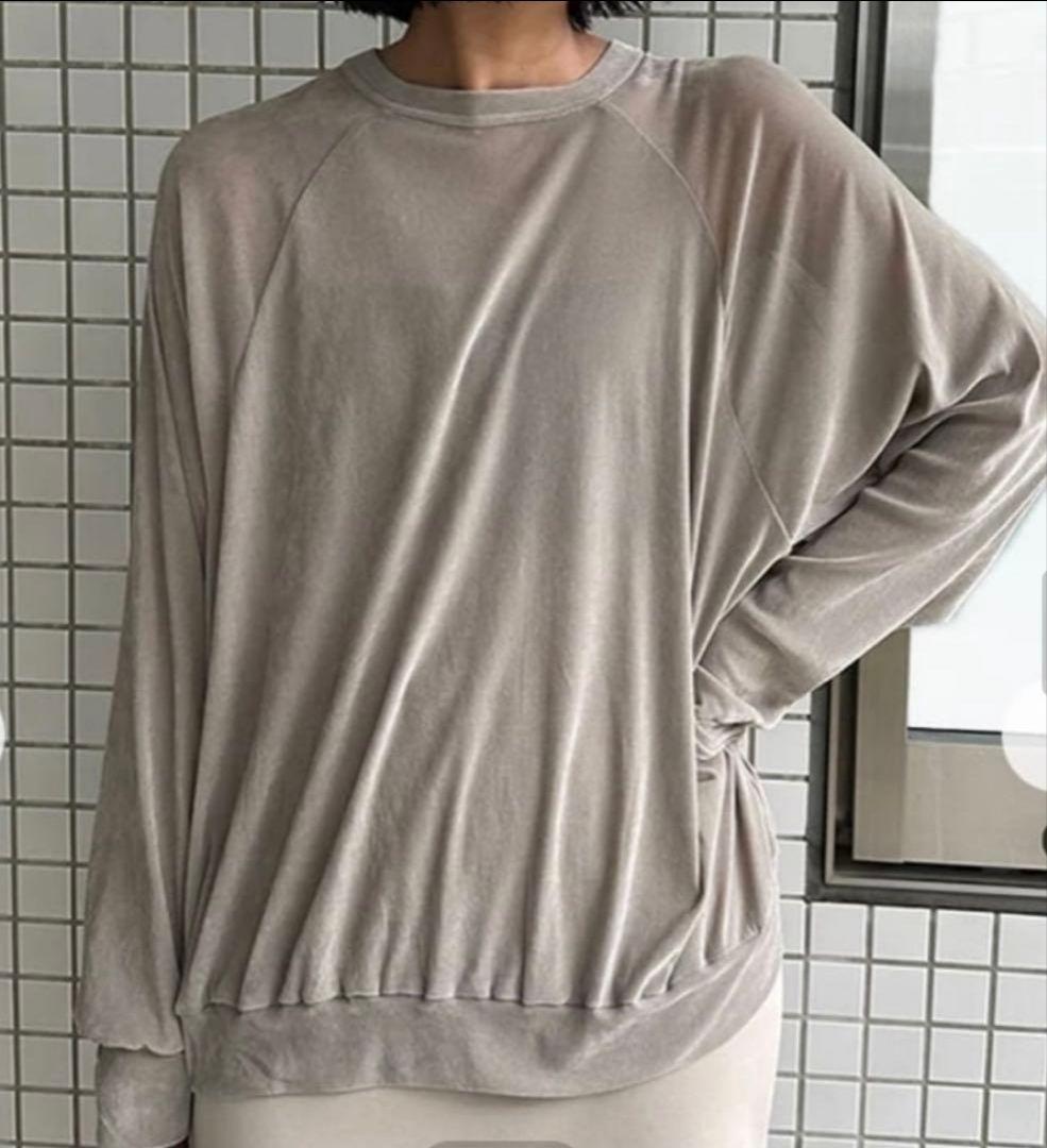 15時削除【YENN イエン】フロッキーチュールプルオーバー　ベージュ