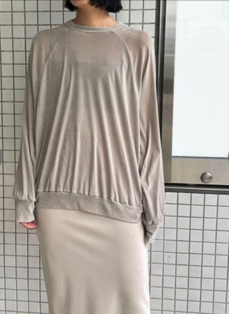 15時削除【YENN イエン】フロッキーチュールプルオーバー　ベージュ